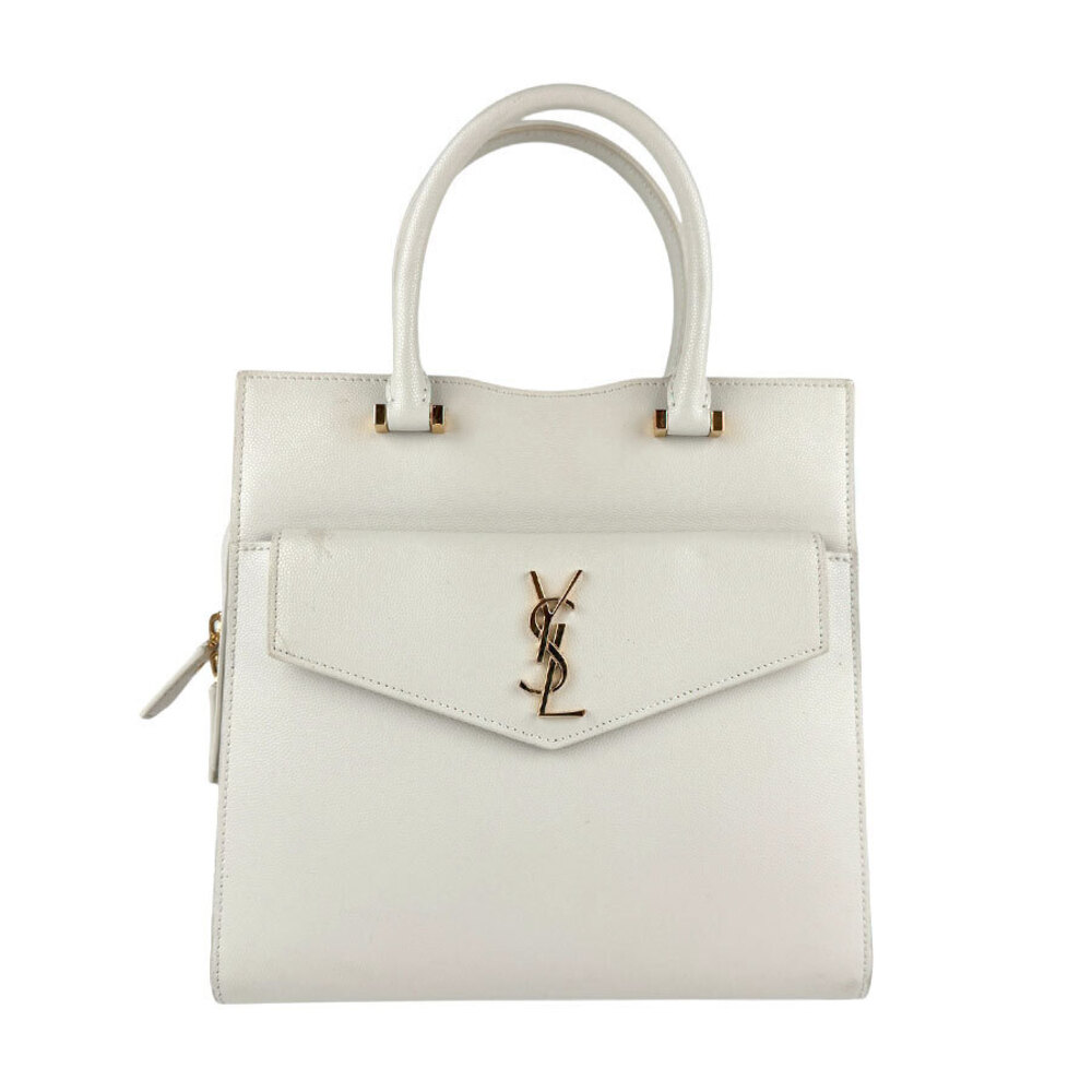 Saint Laurent 2way Shoulder Bag Uptown tote leather Ivory White gold